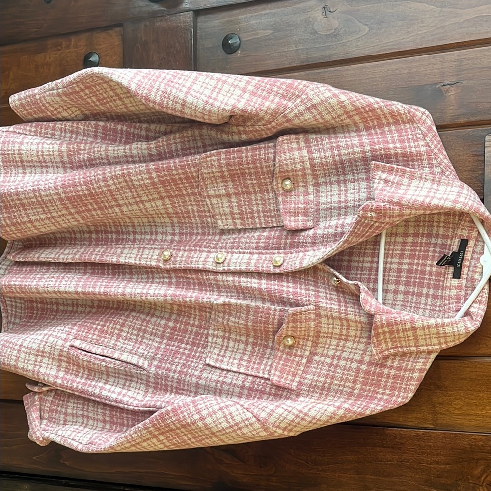Pink Plaid Button-Up Jacket forever 21